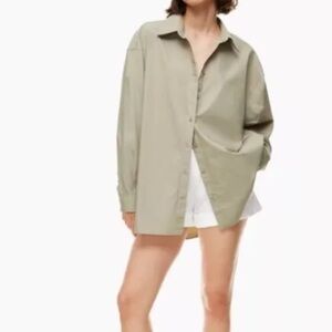 Aritzia Babaton Essential Oversized Shirt Fluent Taupe
